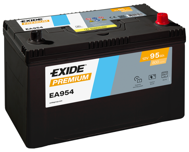 Baterie auto EXIDE Premium EA954, tensiune 12 V, amperaj 95 Ah, curent pornire 800A, Asia, borna normala