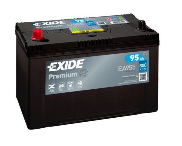 Baterie auto EXIDE Premium Japanese Renge EA955, tensiune 12 V, amperaj 95 Ah, curent pornire 800A, Asia, borna inversa