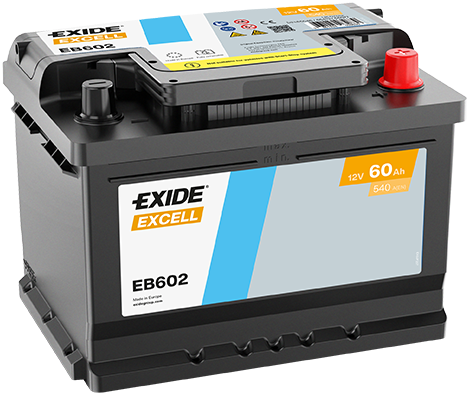 Baterie auto EXIDE Excell EB602, 12 V, 60 Ah, 540A, 242x175x175 mm