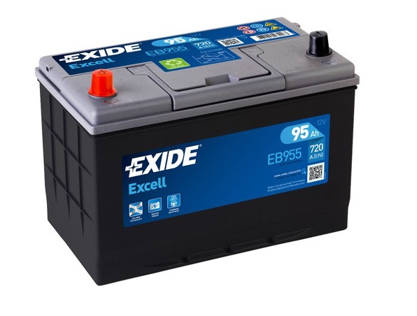 Baterie auto EXIDE Excell EB955, tensiune 12 V, amperaj 95 Ah, curent pornire 720 A, Asia, borna inversa