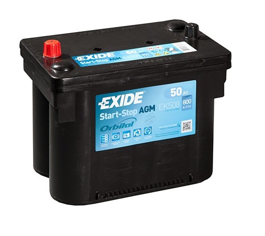 Baterie auto EXIDE Start-Stop AGM EK508, 12 V, 50 Ah, 800A, 260x173x206 mm, borna stanga plus