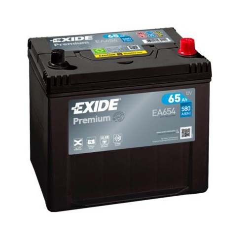 Baterie auto EXIDE Premium EA654, 12 V, 65 Ah, 580 A, Asia, borna normala, 230x173x222 mm