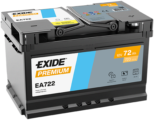 Baterie auto EXIDE Premium EA722, 12 V, 72 Ah, 720 A, 278x175x175 mm