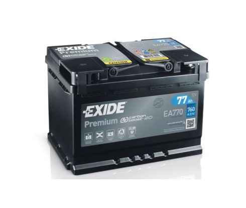 Baterie auto EXIDE Premium EA770, tensiune 12 V, amperaj 77 Ah, curent pornire 760 A