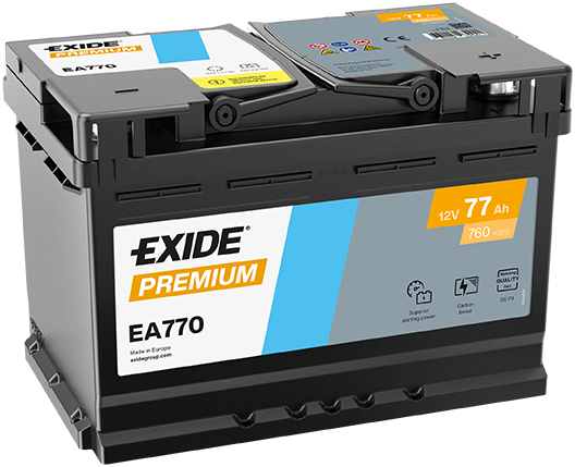 Baterie auto EXIDE Premium EA770, tensiune 12 V, amperaj 77 Ah, curent pornire 760 A