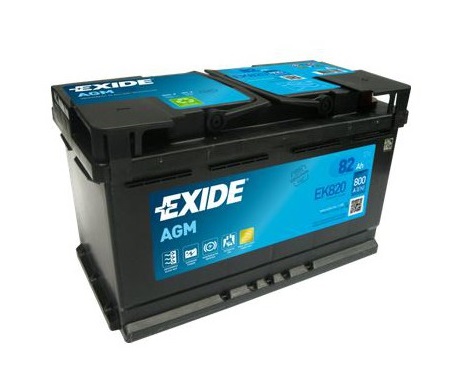 Baterie auto EXIDE Start-Stop AGM EK820, 12 V, 82 Ah, 800 A, 315x175x190 mm