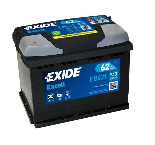 Baterie auto EXIDE Excell EB621, tensiune 12 V, amperaj 62 Ah, curent pornire 540 A, borna inversa