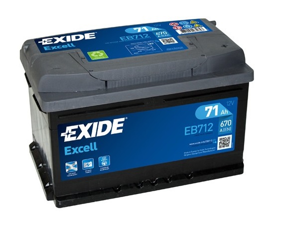 Baterie auto EXIDE Excell EB712, 12 V, 71 Ah, 670 A, 278x175x175 mm