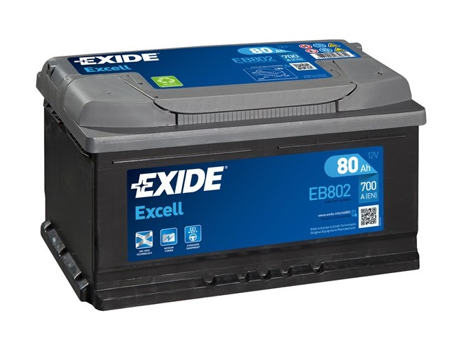 Baterie auto EXIDE Excell EB802, 12 V, 80 Ah, 700 A, 315x175x175 mm