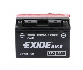 Baterie motocicleta EXIDE Maintenance Free EBYT9B-BS, tensiune 12 V, amperaj 8 Ah, curent pornire 110 A