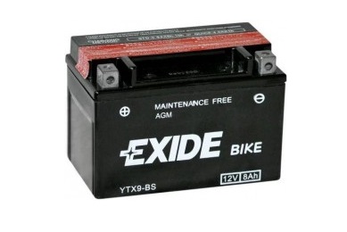 Baterie motocicleta EXIDE Maintenance Free EBYTX9-BS, tensiune 12 V, amperaj 8 Ah, curent pornire 120 A