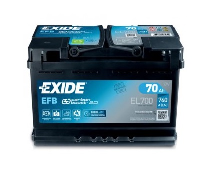 Baterie auto EXIDE Start-Stop EFB EL700, 12 V, 70 Ah, 760 A, 278x175x190 mm