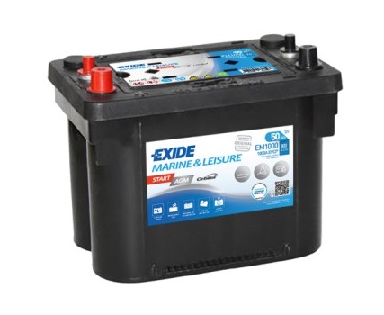 Baterie auto EXIDE Start-Stop AGM EM1000, tensiune 12 V, amperaj 50 Ah, curent pornire 800 A