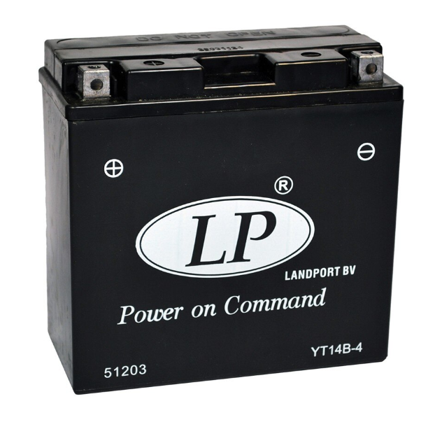 Baterie motocicleta LANDPORT AGM LP YT14B-BS, tensiune 12 V, amperaj 12 Ah, cu pachet acid