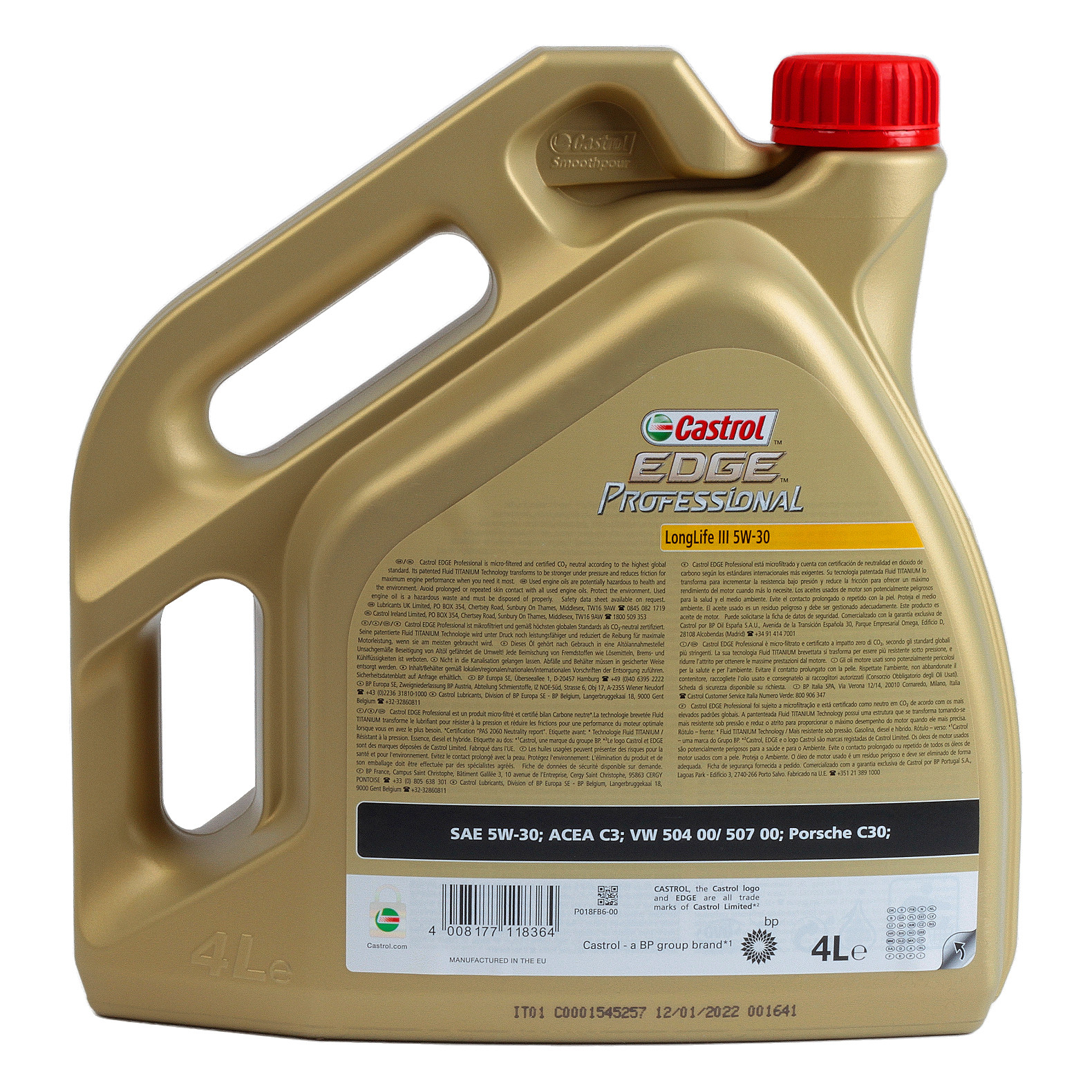 Ulei motor CASTROL Edge Professional LongLife III 5W30 157EA4, volum 4 litri, sintetic