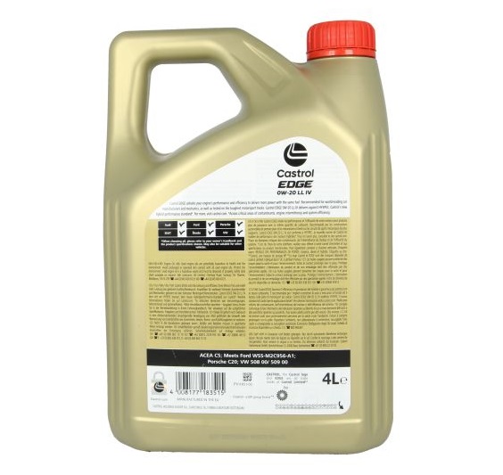 Ulei motor CASTROL Edge LongLife IV 0W20 15B6C4, volum 4 litri, sintetic