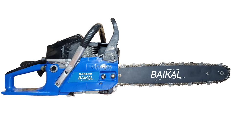 Drujba model rusesc BAIKAL BP-3400, motor benzina 52 CC, 6.5 CP, 4.8 kW, lungime lama 40 cm