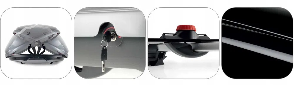 Cutie portbagaj auto MODULA EVO 470L Glossy Black MBE0183, volum 470 litri, 185 x 90 x 43 cm, capacitate de incarcare 75 kg