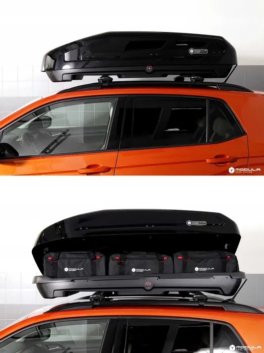 Cutie portbagaj auto MODULA EVO 400L Glossy Black MBE0186, volum 400 litri, 165 x 90 x 41 cm, capacitate de incarcare 75 kg