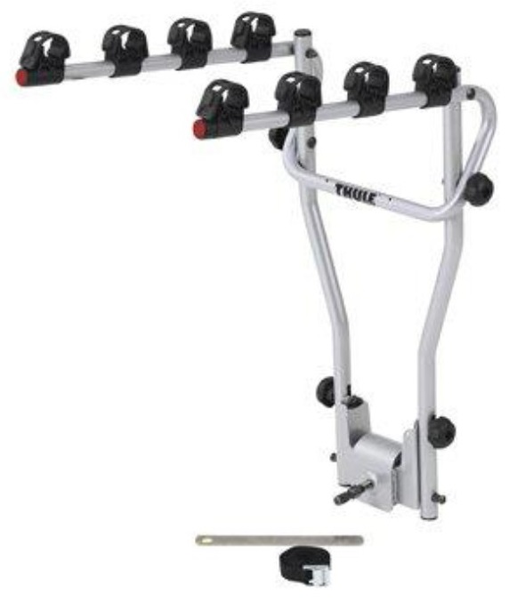 Suport auto pentru 4 biciclete THULE HangOn 4 970805, argintiu, montare pe carligul de remorcare, capacitate incarcare 60 kg