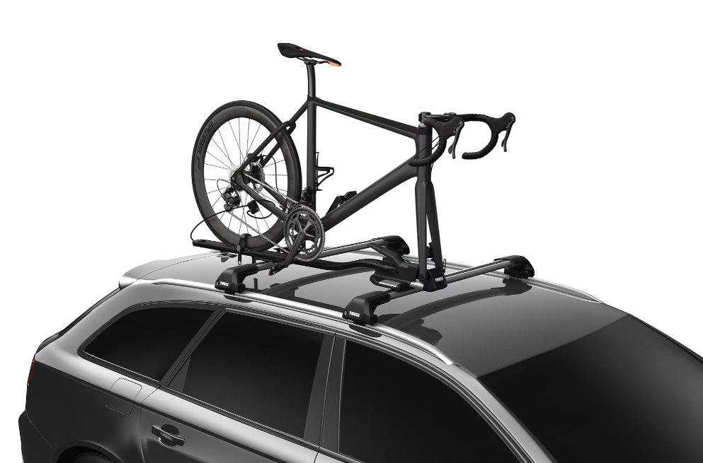 Suport auto pentru bicicleta THULE TopRide 568001, prindere de furca si roata, montare pe bare transversale, negru