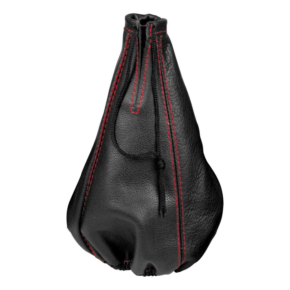 Manson pentru schimbator de viteze LAMPA LAM05007, din piele naturala, universal, negru, cusaturi rosii