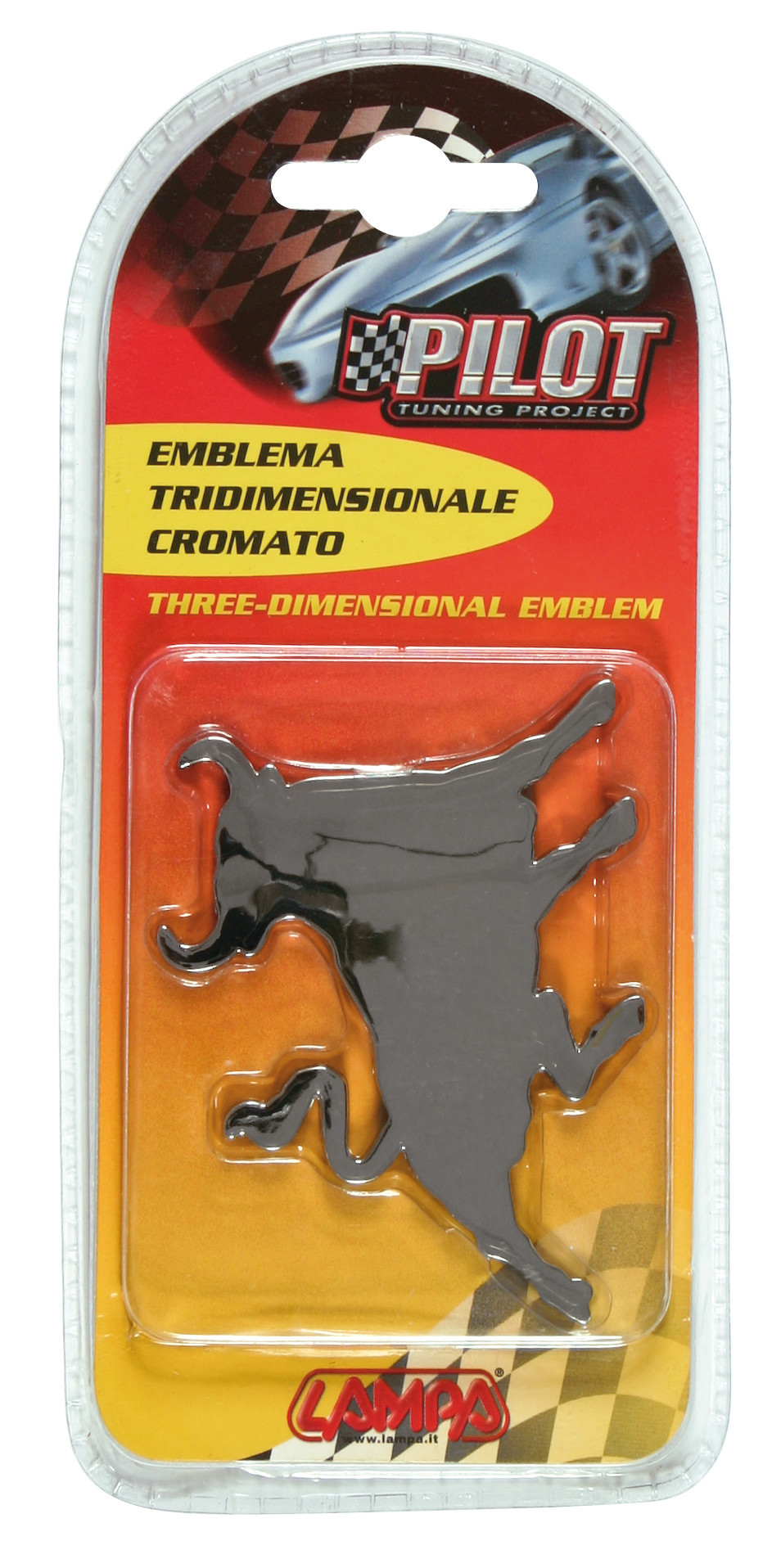 Ornament autoadeziv cromat LAMPA BULL LAM07207, tridimensional, 80 x 60 mm