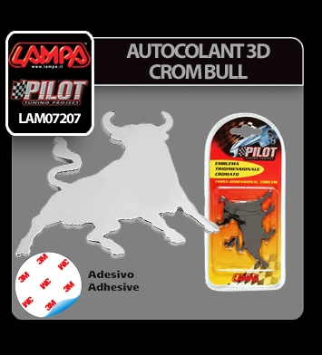 Ornament autoadeziv cromat LAMPA BULL LAM07207, tridimensional, 80 x 60 mm