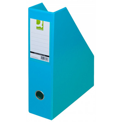 Suport pentru reviste, carton plastifiat PVC, latime 76 mm, Q-CONNECT KF16209, bleu
