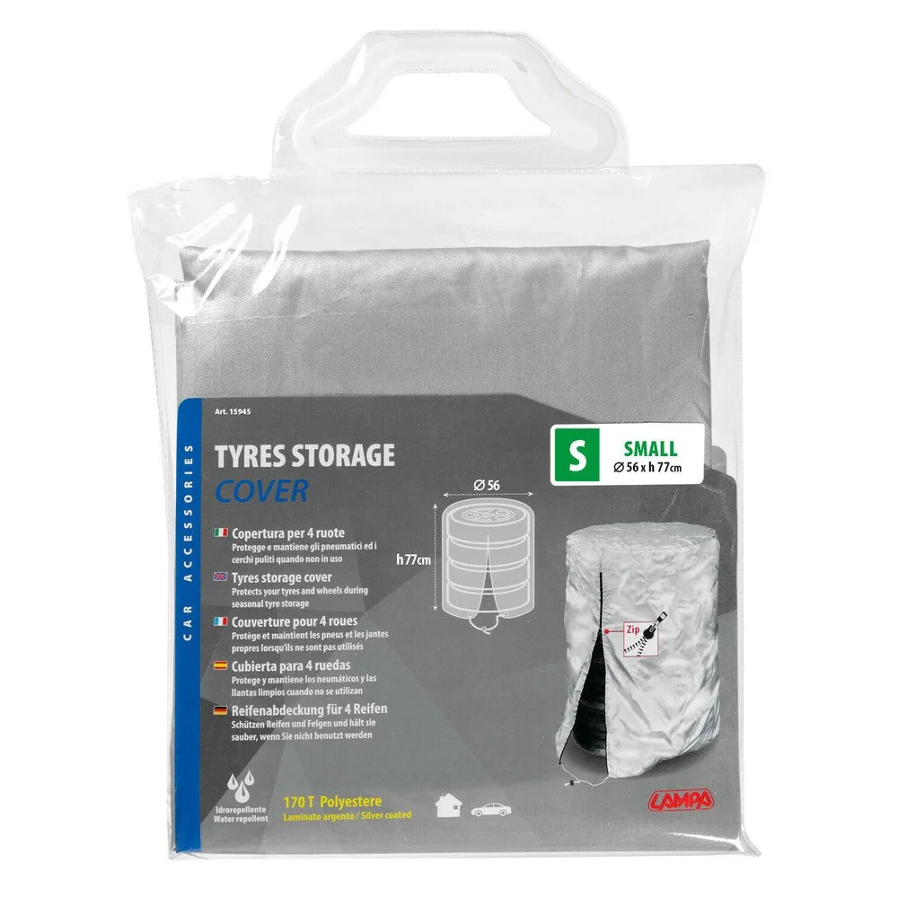 Husa pentru suport anvelope LAMPA LAM15946, cu fermoar, hidorfug, marimea M, 66 cm X 97 cm, argintiu