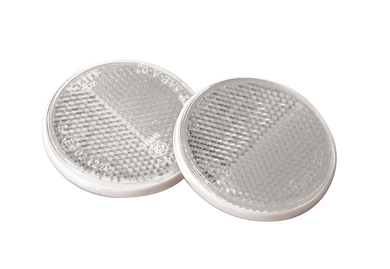 Set 2 catadioptri reflectorizanti LAMPA LAM20544, diametru 65 mm, alb, aprobare E11 - 02 0623