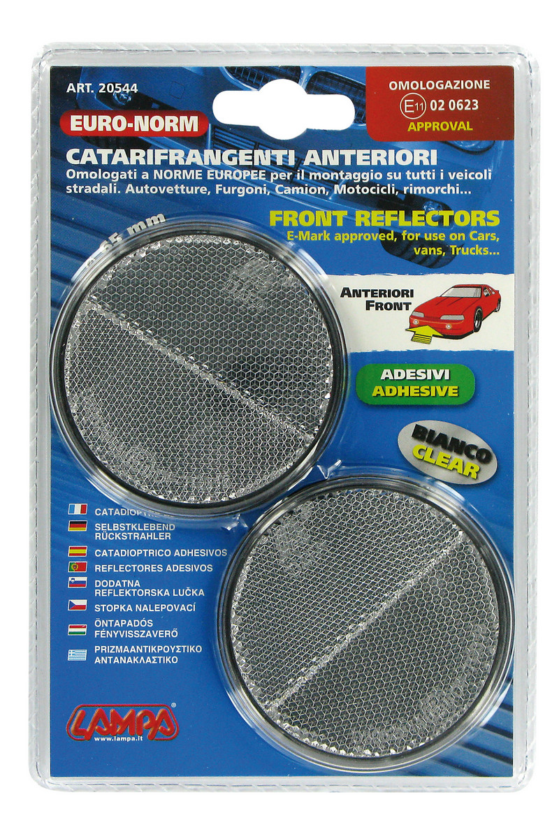 Set 2 catadioptri reflectorizanti LAMPA LAM20544, diametru 65 mm, alb, aprobare E11 - 02 0623