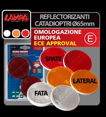 Set 2 catadioptri reflectorizanti LAMPA LAM20544, diametru 65 mm, alb, aprobare E11 - 02 0623