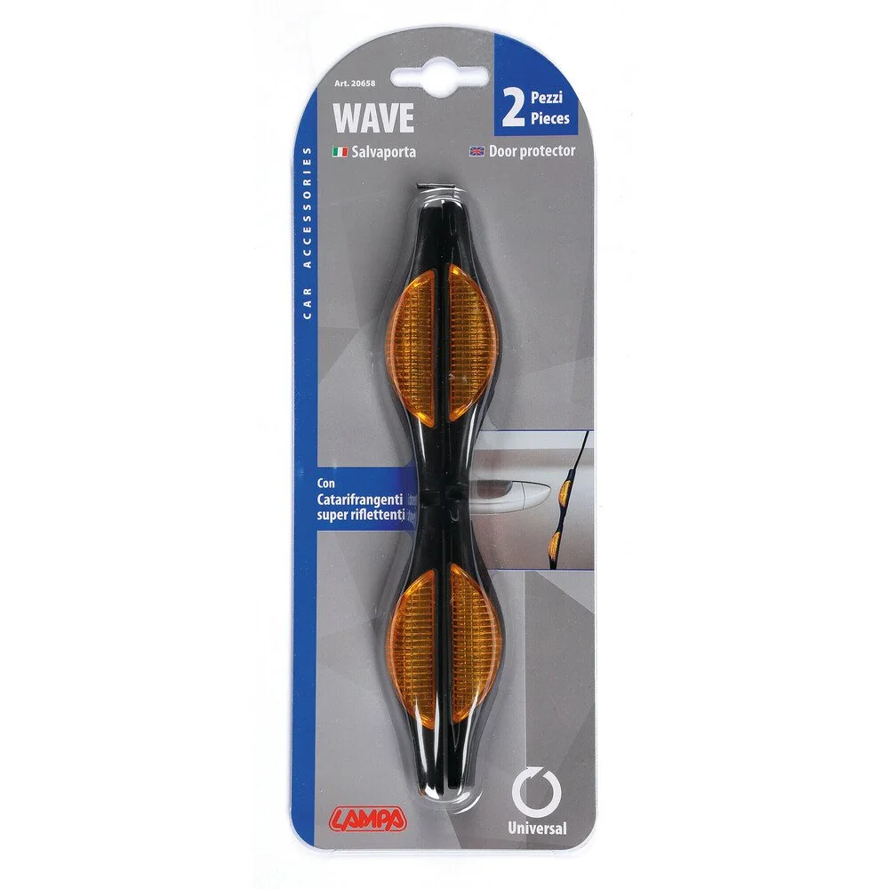 Set 2 protectii pentru portiera LAMPA Wave LAM20658, prindere snap-on, cu elemente reflectorizante, lungime 200 mm