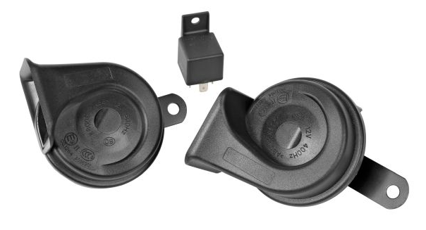 Set 2 claxoane electromagnetice LAMPA LAM42005, diametru 85 mm, alimentare 12V, 6A, 105/118 dB, 400/500 Hz.