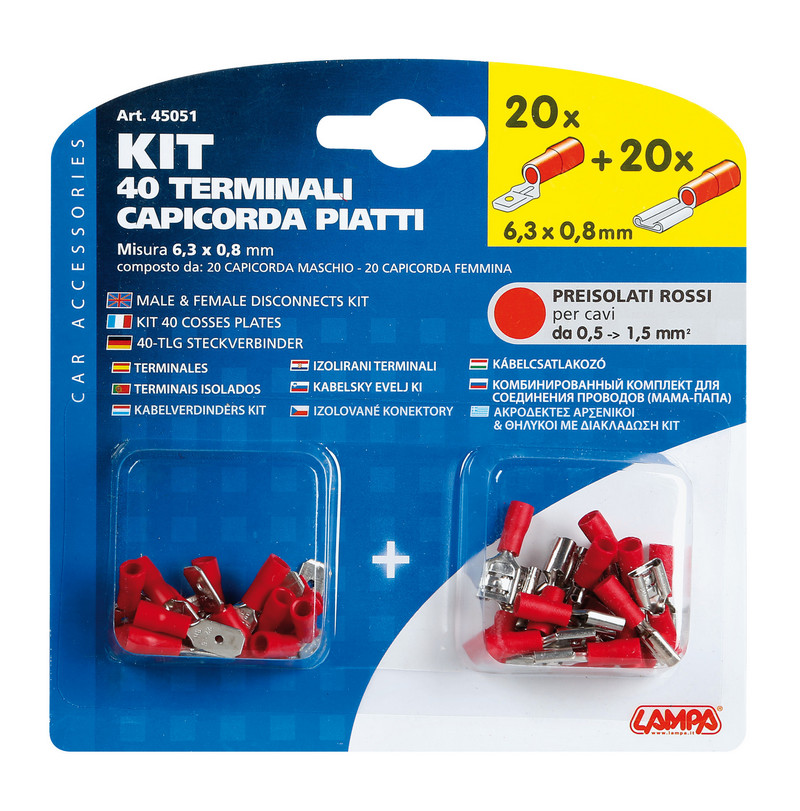 Set 40 papuci electrici LAMPA LAM45051, mama,tata, 6.3 x 0.8 mm, rosu
