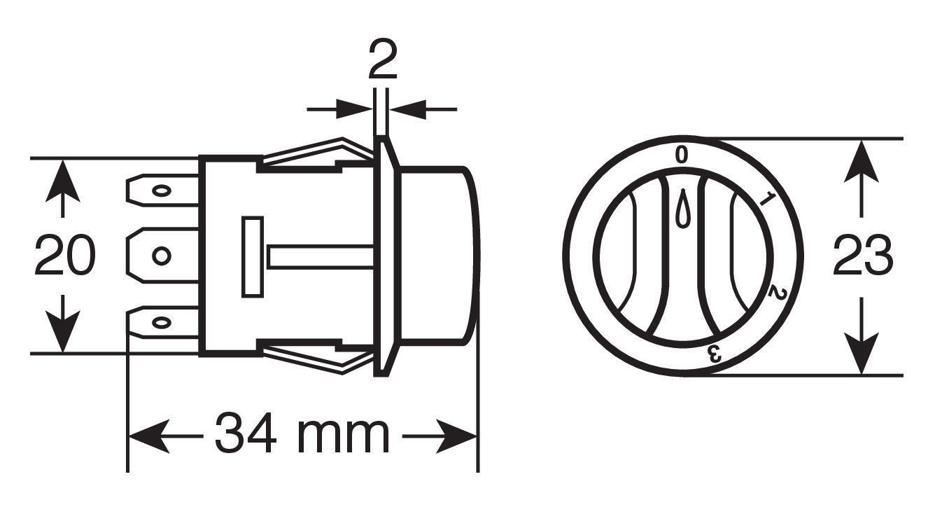 Intrerupator rotativ cu 4 pozitii LAMPA LAM45566, 12-24V, 10A, iluminat LED