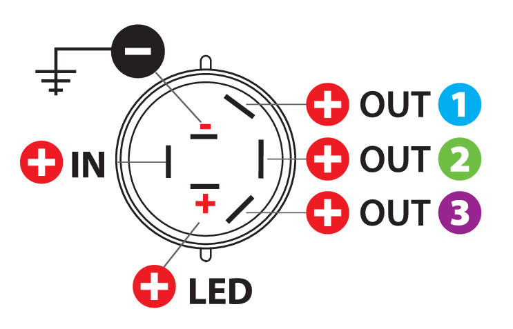 Intrerupator rotativ cu 4 pozitii LAMPA LAM45566, 12-24V, 10A, iluminat LED