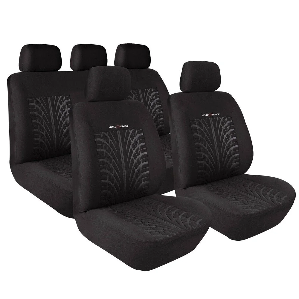 Set huse scaun auto LAMPA Road-Track LAM54836, fata si spate, din velur de poliester, negru