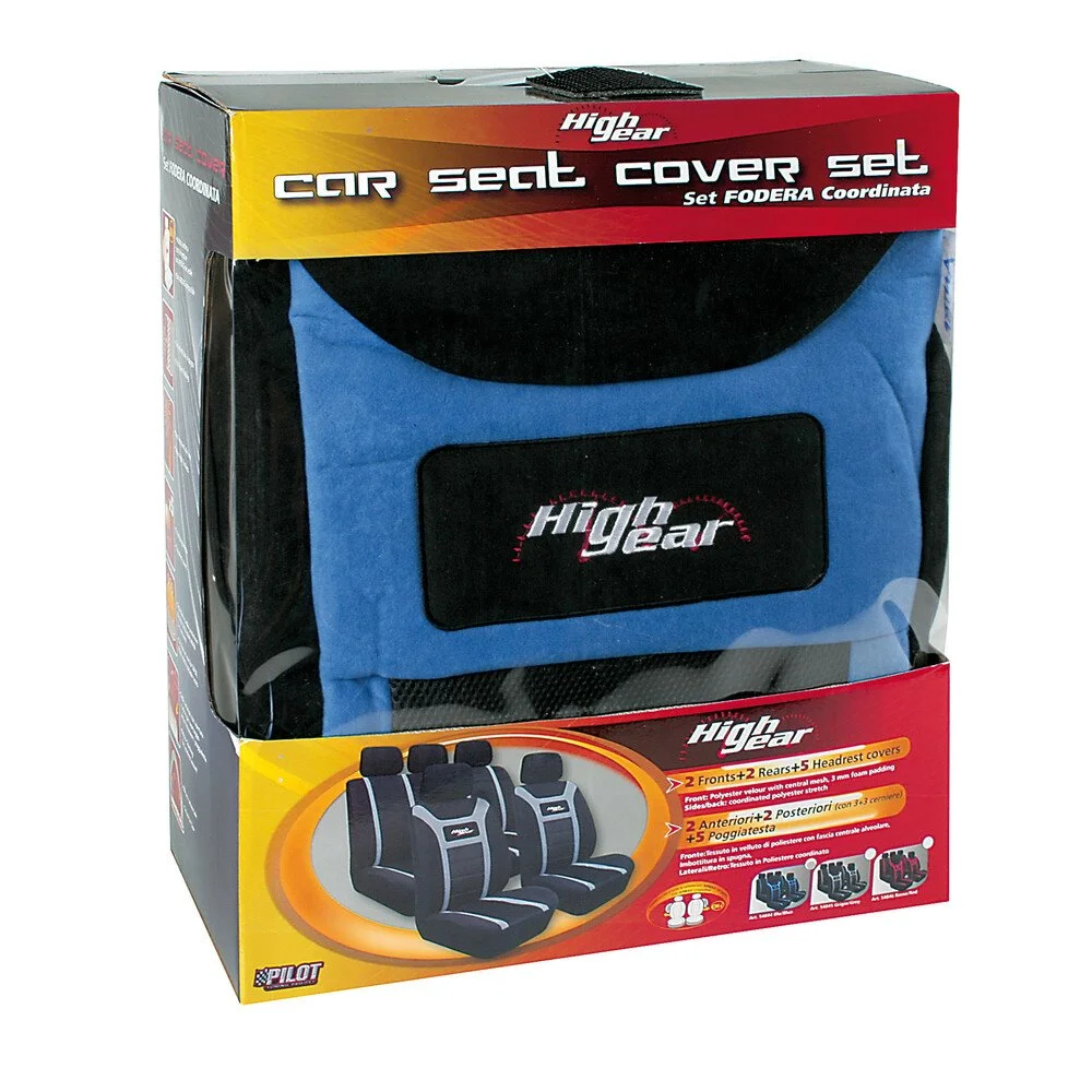 Set huse scaun auto LAMPA High-Gear LAM54844, fata si spate, din velur de poliester, albastru