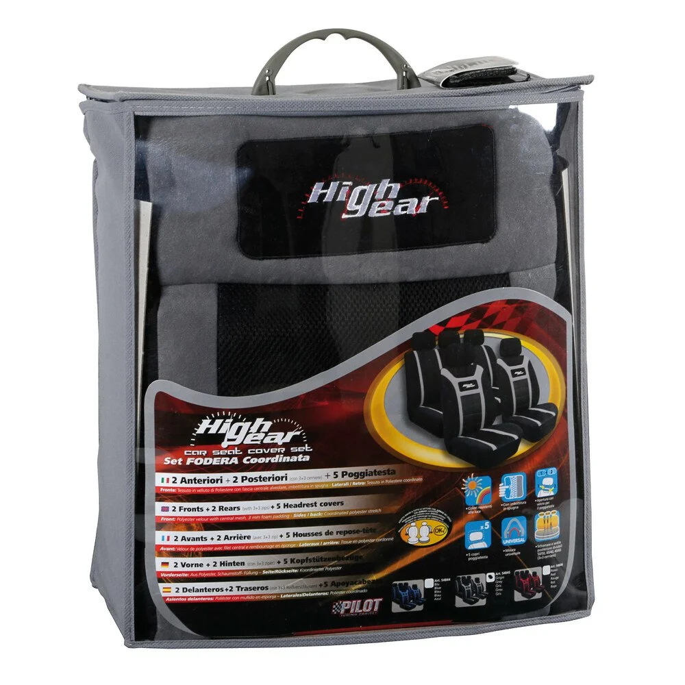 Set huse scaun auto LAMPA High-Gear LAM54845, fata si spate, din velur de poliester, gri