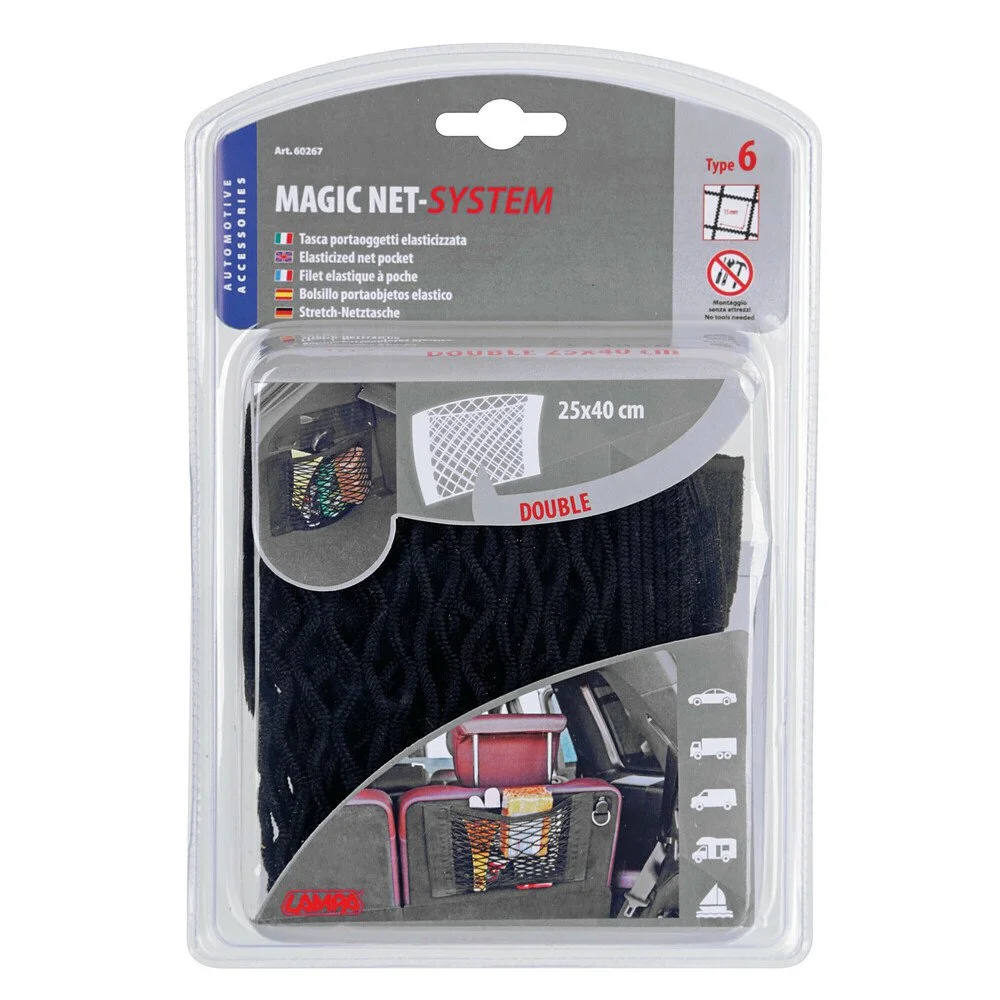 Buzunar din plasa elastica pentru portbagaj/scaun LAMPA NS-6 LAM60267, 40 x 25 cm