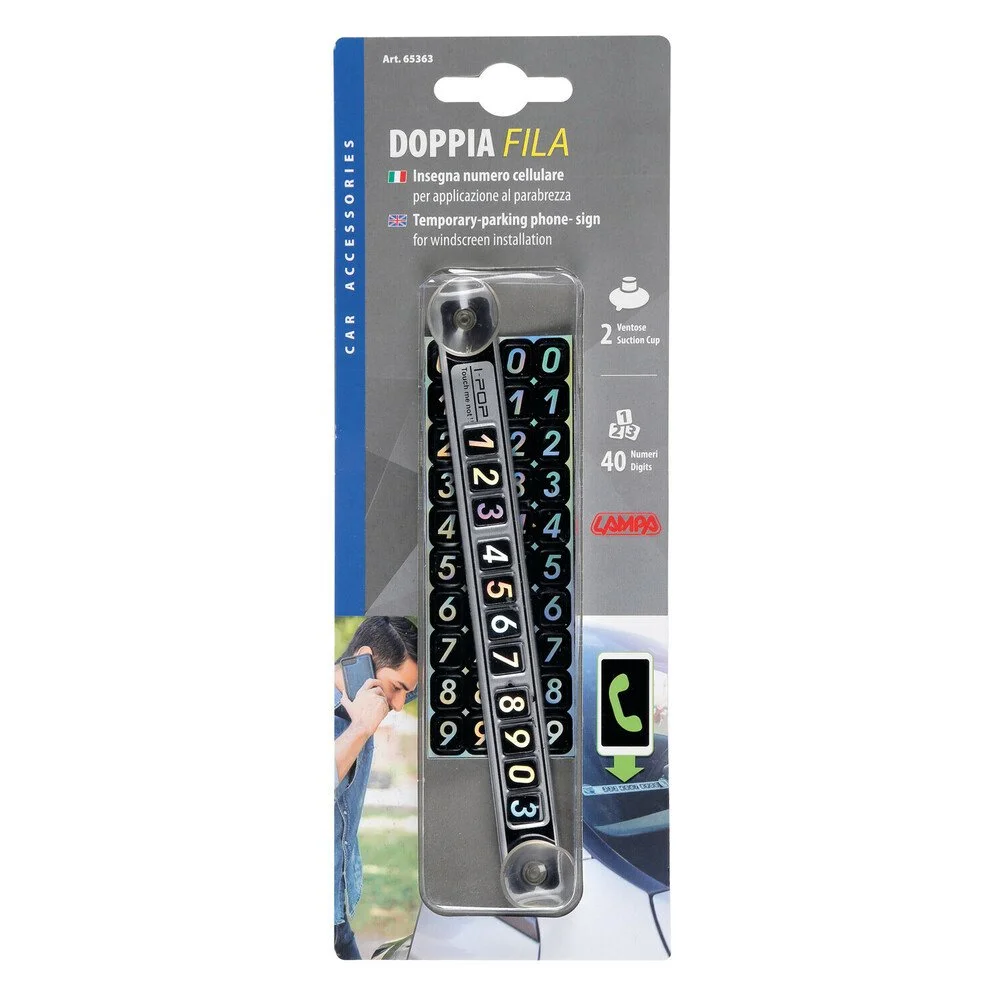 Suport pentru numar de telefon LAMPA LAM65363, 40 cifre incluse, fixare cu ventuza