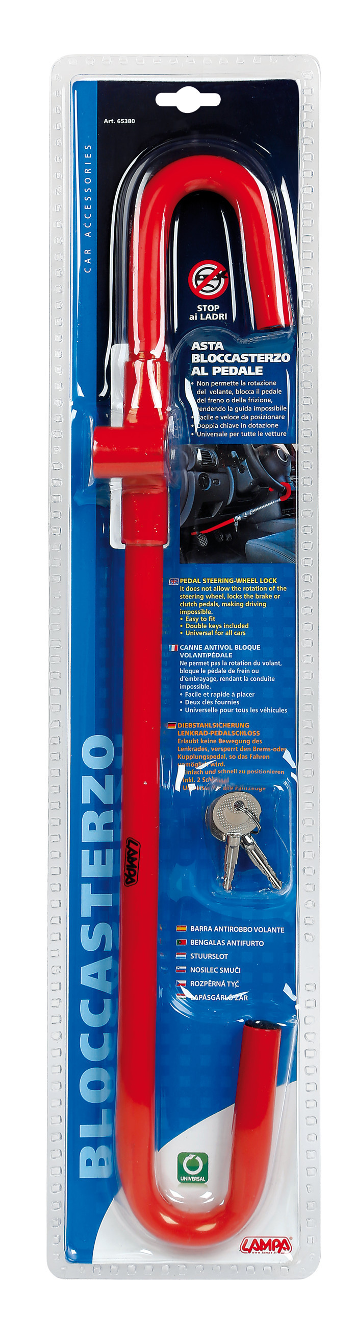 Antifurt auto pentru volan si pedale LAMPA LAM65380, cu 2 chei