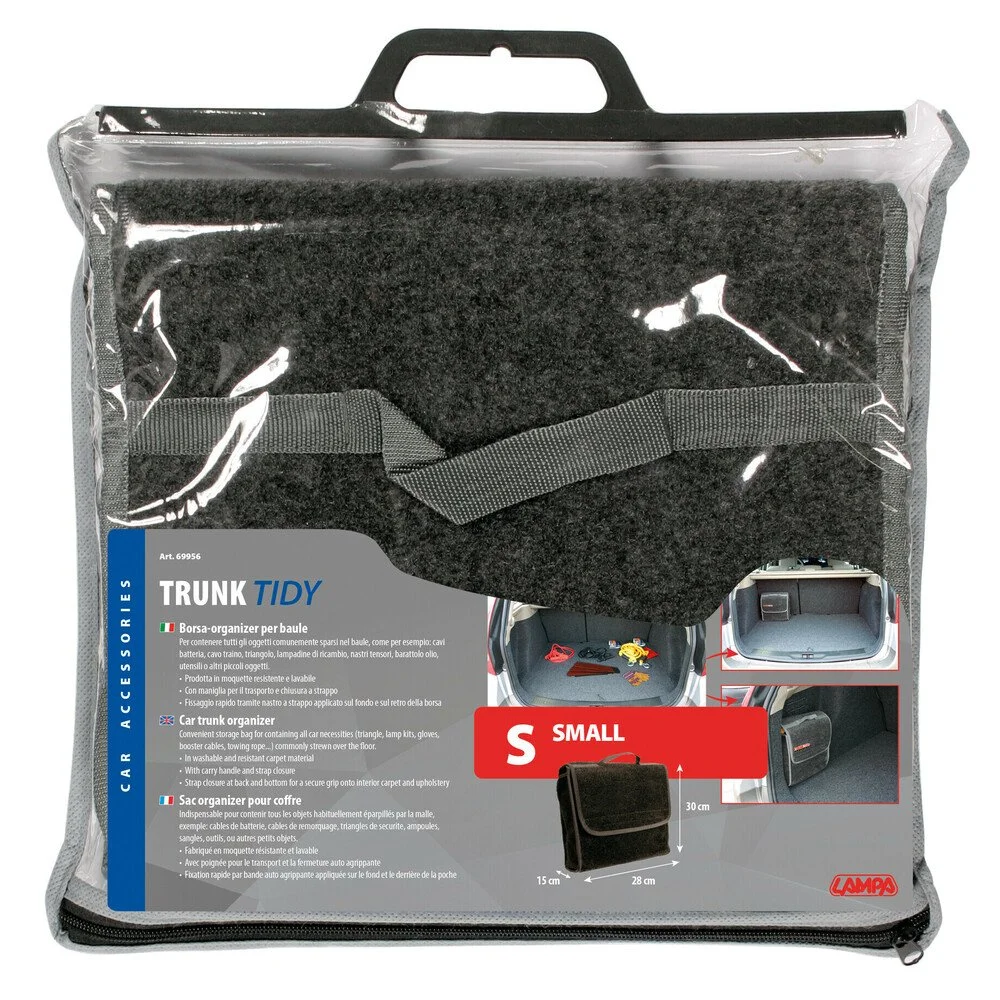 Organizator patrat pentru portbagaj LAMPA Trunk Tidy S LAM69956, maner de transport, inchidere cu velcro, 30 x 28 x 15 cm