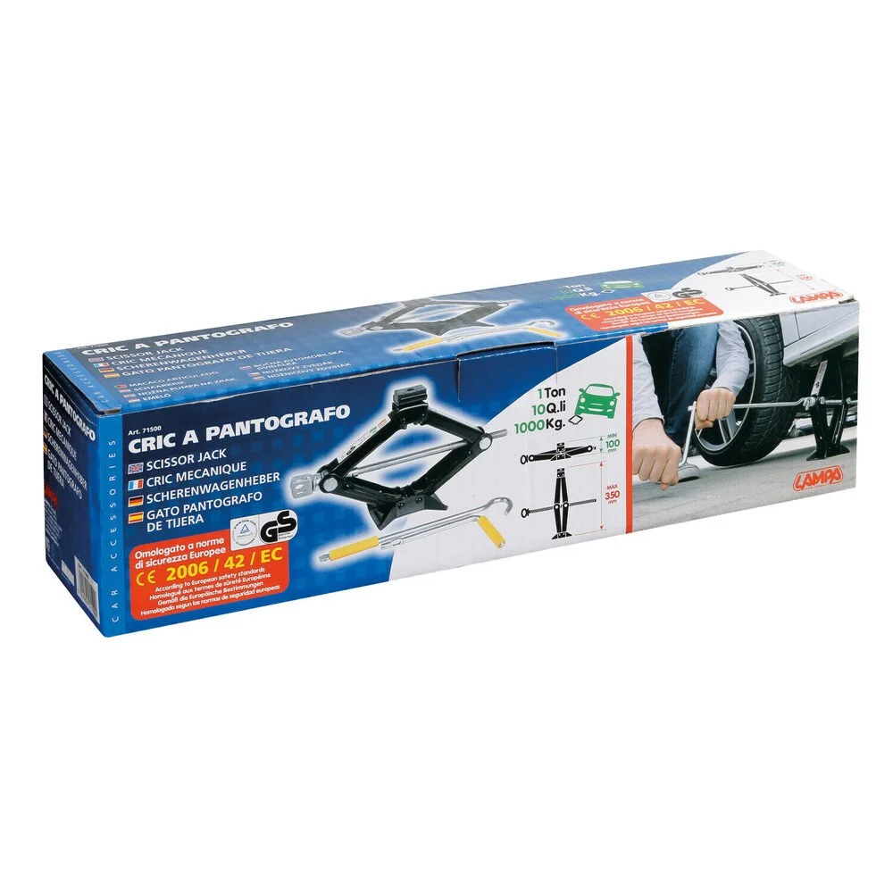 Cric foarfeca LAMPA Scissor Jack LAM71500, capacitate maxima de ridicare 1 tona, negru