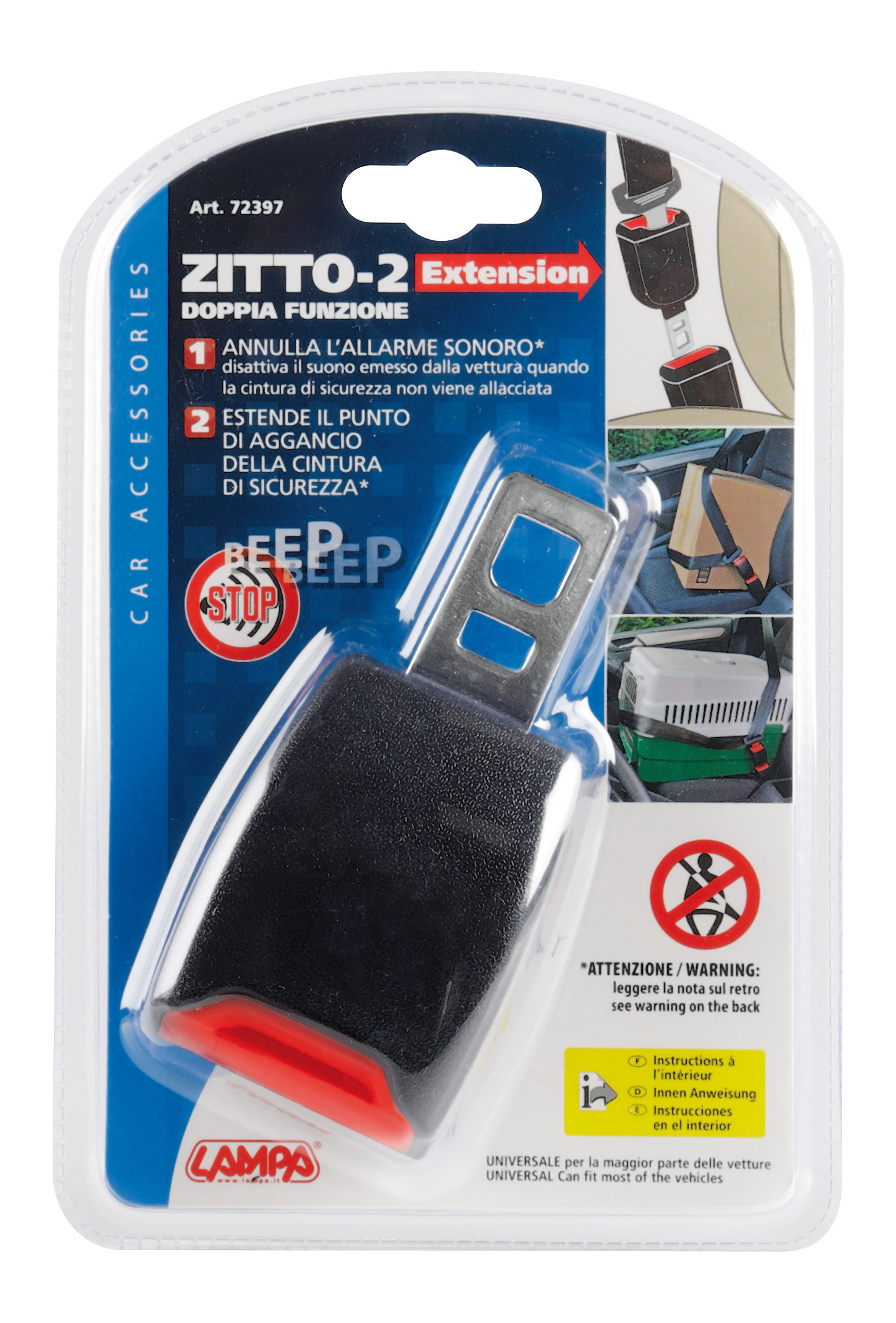 Dezactivator sunet centura siguranta LAMPA Zitto-2 LAM72397, negru