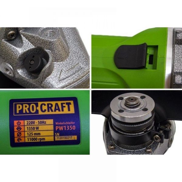 Polizor unghiular PROCRAFT PW 1350, 1.35 kW, 11000 rpm, 125 mm