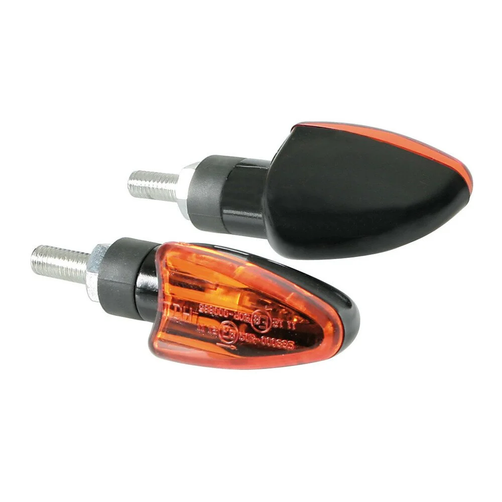 Set 2 semnalizari moto LAMPA Arrow Halo LAM90092, consola de 7 cm, cabluri cu conectori de fixare rapida, negru, lentila portocalie