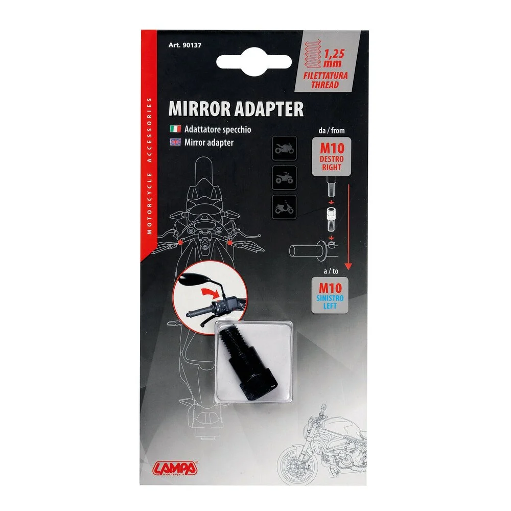 Adaptor oglinda moto LAMPA LAM90137, M10 x 1.25 mm, filet dreapta - stanga